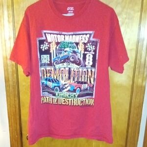 2015 Port & Company short-sleeve t-shirt featuring a "Motor Madness" demolition